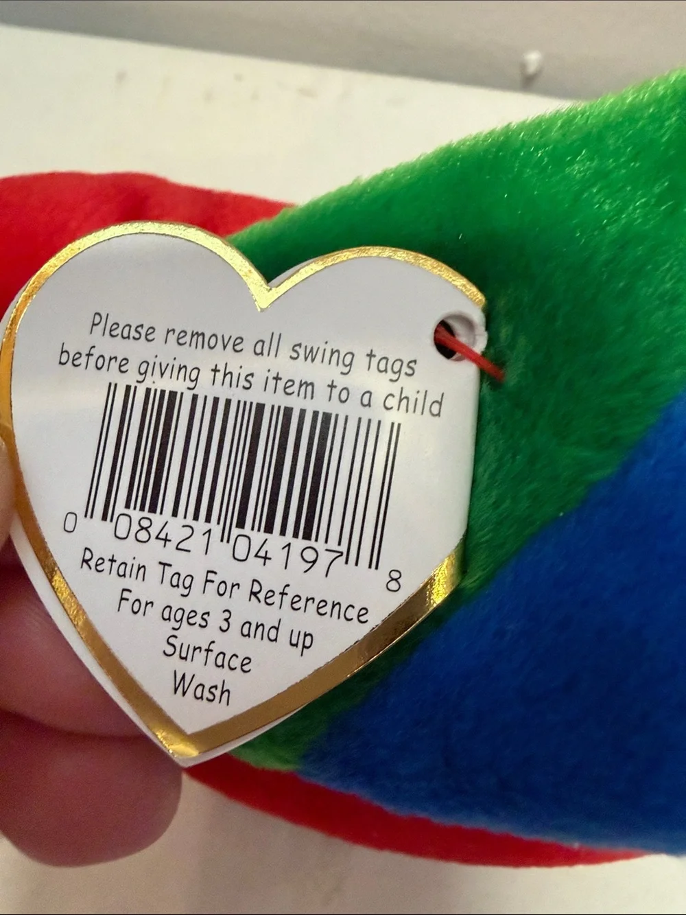 NWT Ty Multicolor Jabber the Parrot Plush Beanie Baby - Red, Green, Blue, Yellow